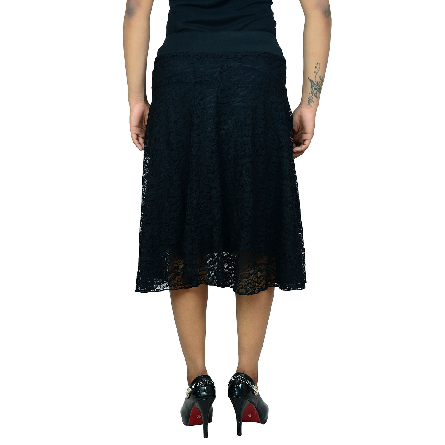 Shopaholic Fashion Black Knee Length Shantley Skirts