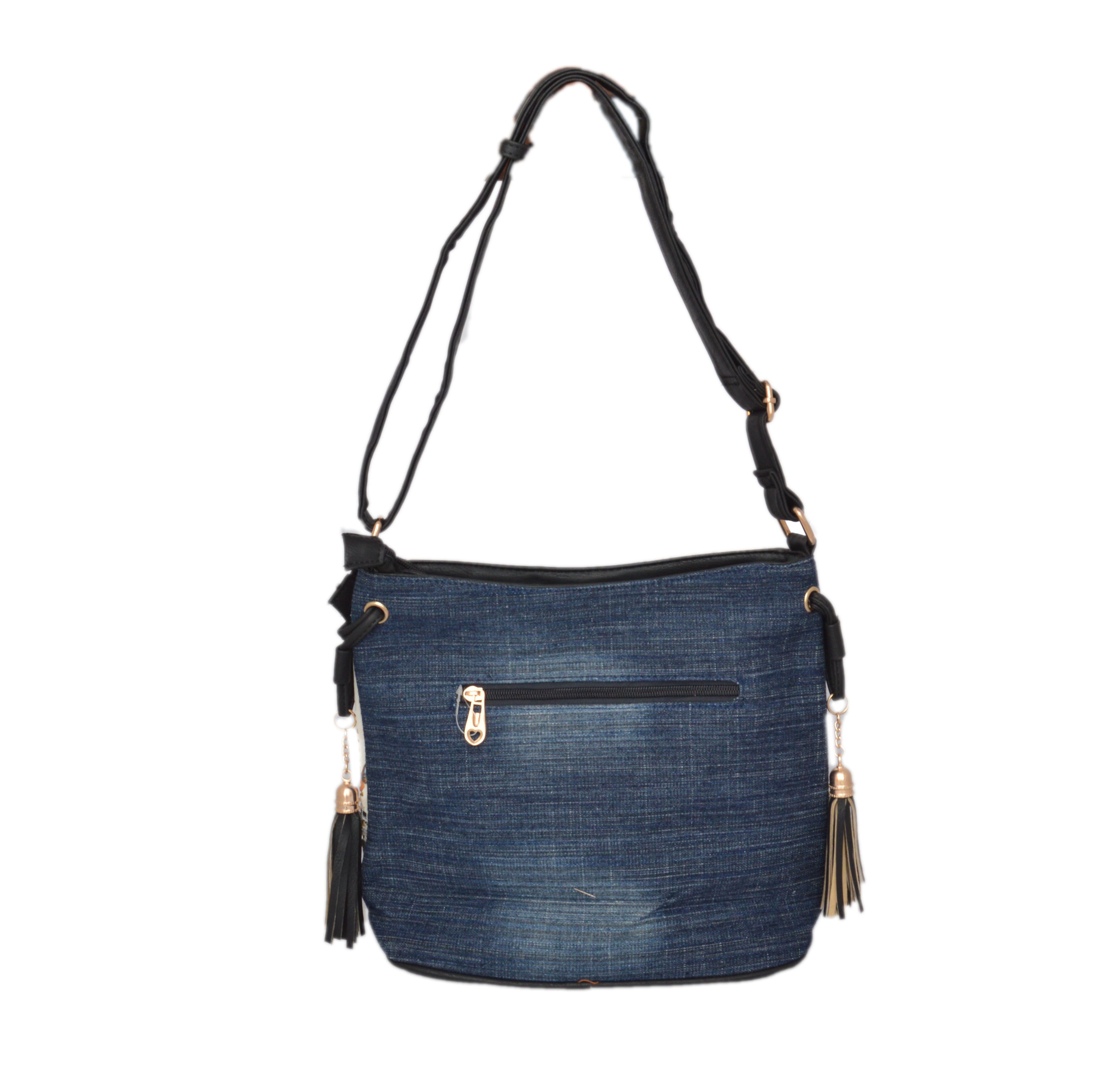 Shopaholic Fashion Denim Printed Designer Crystal Studded Sling Bag