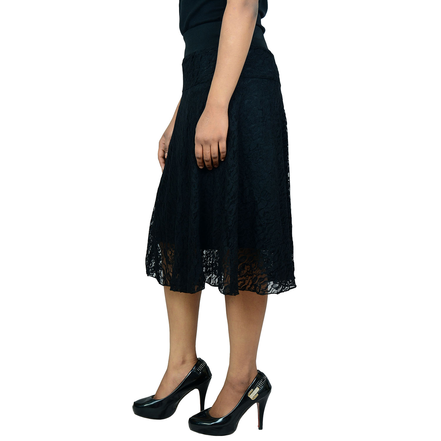 Shopaholic Fashion Black Knee Length Shantley Skirts